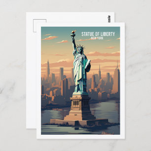 Statue of Liberty New York Vintage Travel Place Postcard