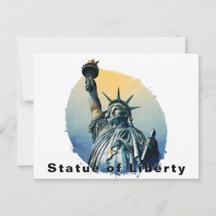 Statue of Liberty, New York Watercolor Postcard