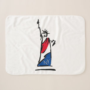 Statue of Liberty NY Red White and Blue Sherpa Blanket
