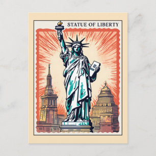 Statue of Liberty NYC Retro New York City Postcard