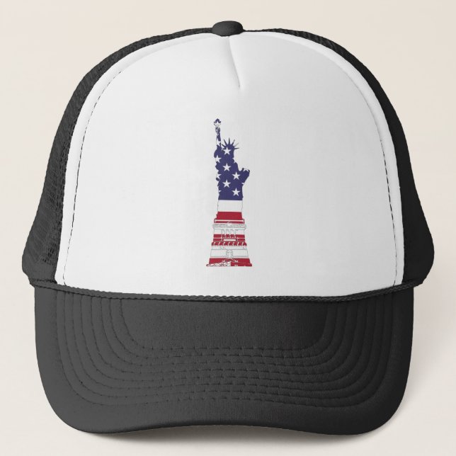 Statue of Liberty Patriotic Flag Trucker Hat (Front)
