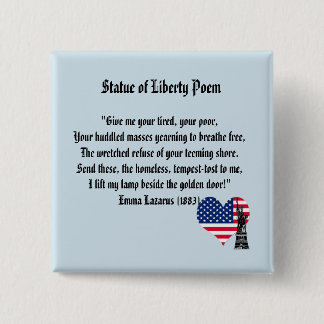 Statue of Liberty Poem 15 Cm Square Badge