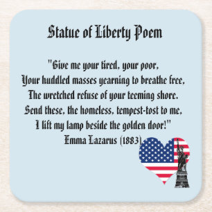 Statue of Liberty Poem Square Paper Coaster