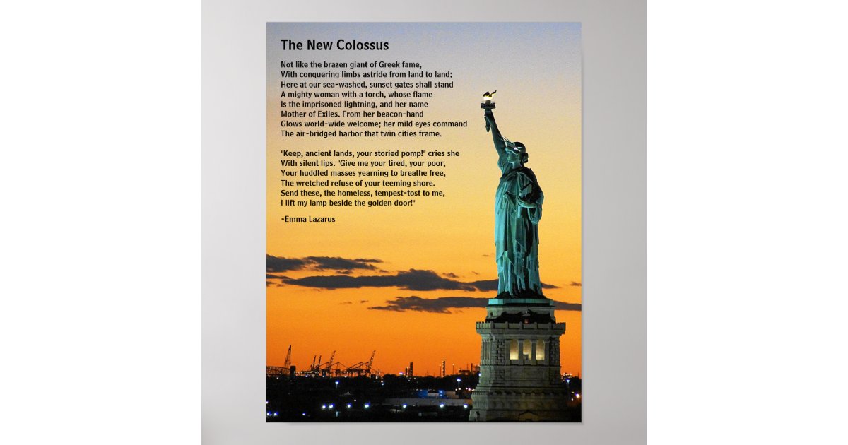 Statue of Liberty Poem, The New Colossus Poster Zazzle