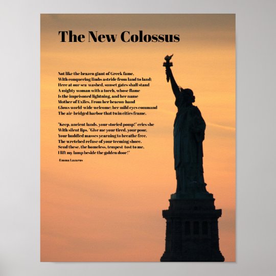 Statue of Liberty Poem, The New Colossus Poster Zazzle.co.uk