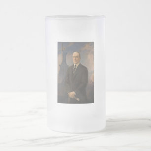 Statue of Liberty & President Woodrow Wilson Frosted Glass Beer Mug