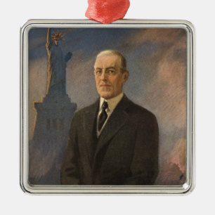 Statue of Liberty & President Woodrow Wilson Metal Tree Decoration