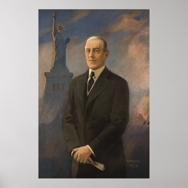 Statue of Liberty & President Woodrow Wilson Poster (Front)