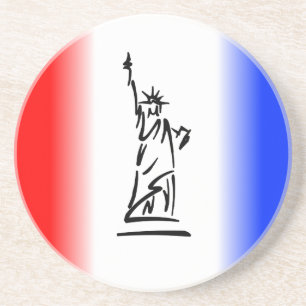 Statue of Liberty Red White Blue Stripe Coaster