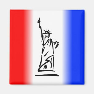 Statue of Liberty Red White Blue Stripe Magnet
