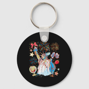 Statue Of Liberty Retro Fireworks 4th Of July Amer Key Ring