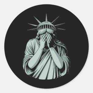 Statue Of Liberty Sad America  Classic Round Sticker