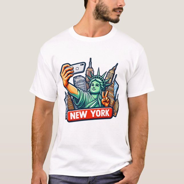  Statue of Liberty Selfie T-Shirt (Front)