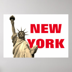 Statue of Liberty Sepia Red White Poster