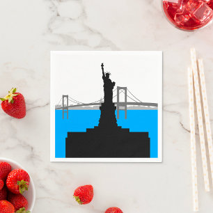 Statue of Liberty Silhouette New York Skyline Napkin