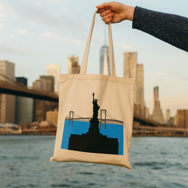 Statue of Liberty Silhouette New York Skyline Tote Bag (Creator Uploaded)
