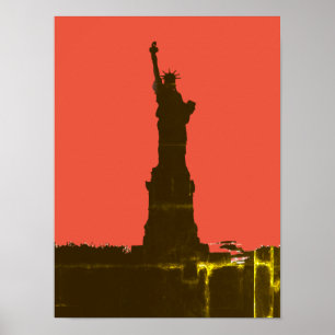 Statue of Liberty Silhouette Pop Art Poster