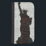 Statue of Liberty Silhouette Samsung S4 Wallet Case<br><div class="desc">© Michael Mullan / Wild Apple.  The images features a silhouette of the Statue of Liberty. There are also several words written on the image.</div>