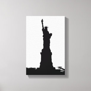 Statue of Liberty Silhouette Wrapped Canvas