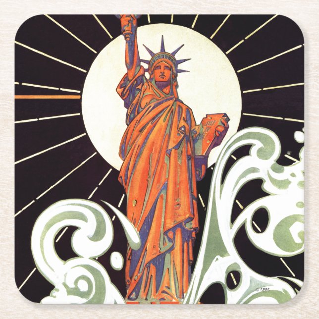 Statue of Liberty Square Paper Coaster (Front)