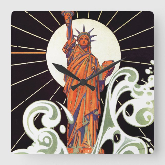 Statue of Liberty Square Wall Clock (Front)