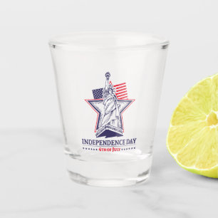 Statue of Liberty Star Emblem with Patriotic Flair Shot Glass
