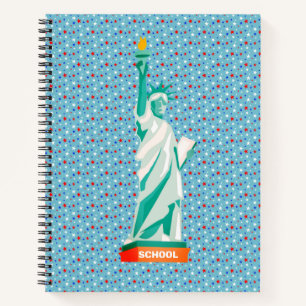 Statue of Liberty & Stars on Light Blue Notebook