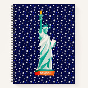 Statue of Liberty & Stars on Navy Blue Notebook