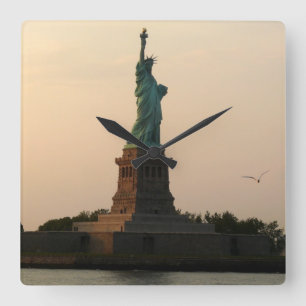 Statue of Liberty-Sundown Square Wall Clock