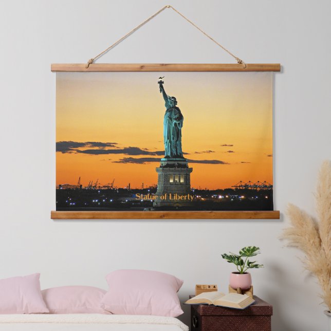Statue of Liberty, sunrise photo, Hanging Tapestry (Bedroom)
