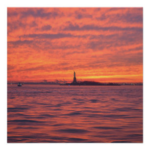 Statue of Liberty Sunset Poster