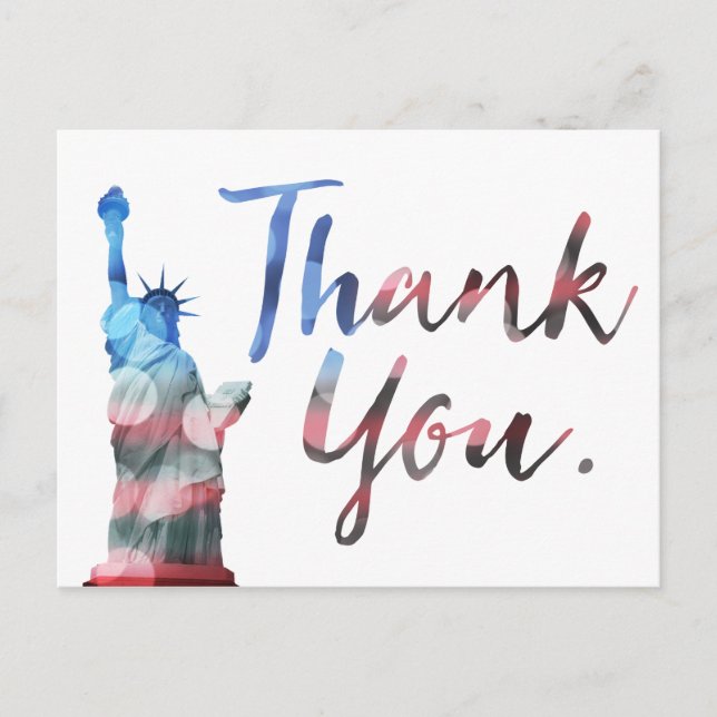 Statue of Liberty Thank You Veterans Postcard (Front)