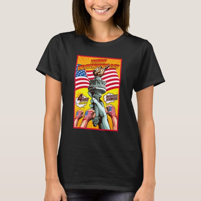 Statue Of Liberty Torch Happy Independence Day 4th T-Shirt (Front)