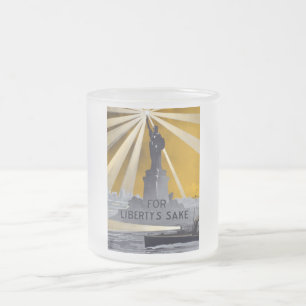 Statue of Liberty Torch & US Navy World War II    Frosted Glass Coffee Mug