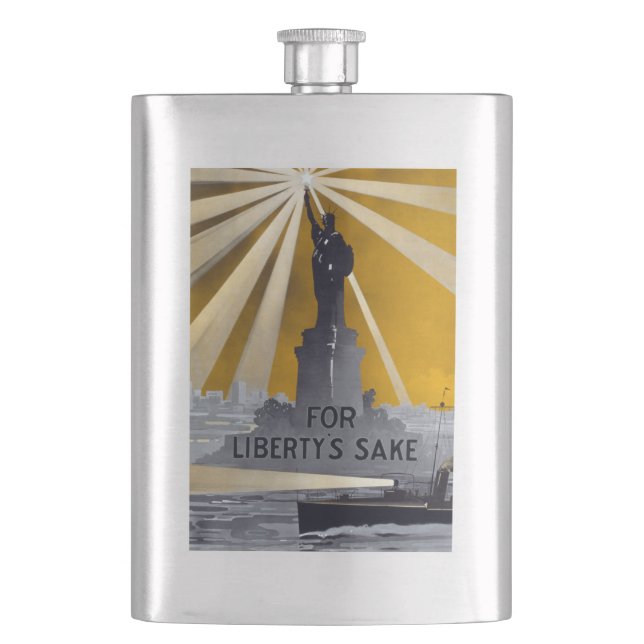 Statue of Liberty Torch & US Navy World War II    Hip Flask (Front)