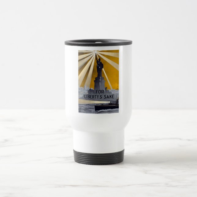 Statue of Liberty Torch & US Navy World War II    Travel Mug (Center)