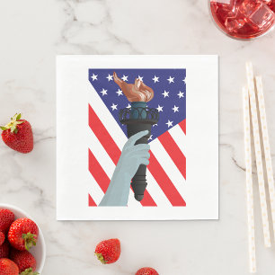 Statue of Liberty Torch with American Flag  Napkin