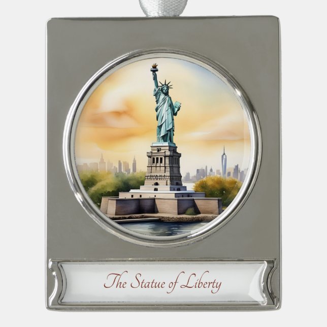 Statue of Liberty Travel Art Watercolor Ornament (Front)