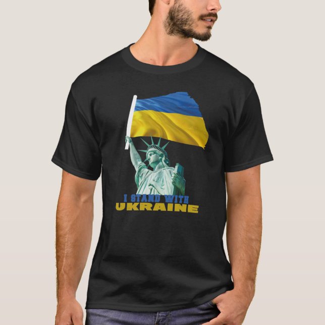 Statue of Liberty Ukraine Flag T-Shirt (Front)