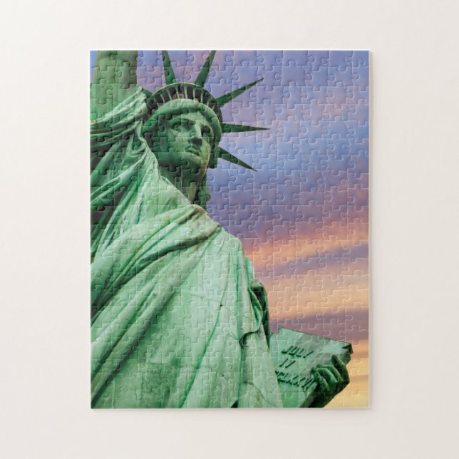 statue of liberty under colourful sky jigsaw puzzle (Vertical)