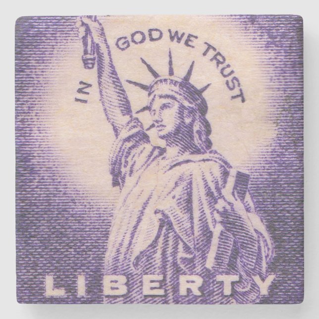 Statue of Liberty US Vintage Stone Coaster (Front)