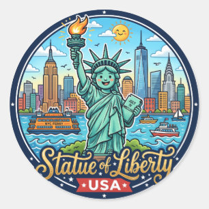 Statue of Liberty USA Classic Round Sticker