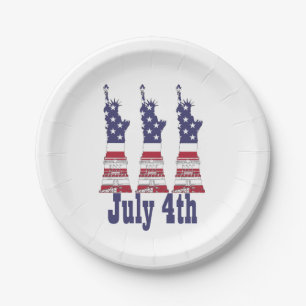 Statue of Liberty, USA Flag, July 4th Paper Plates