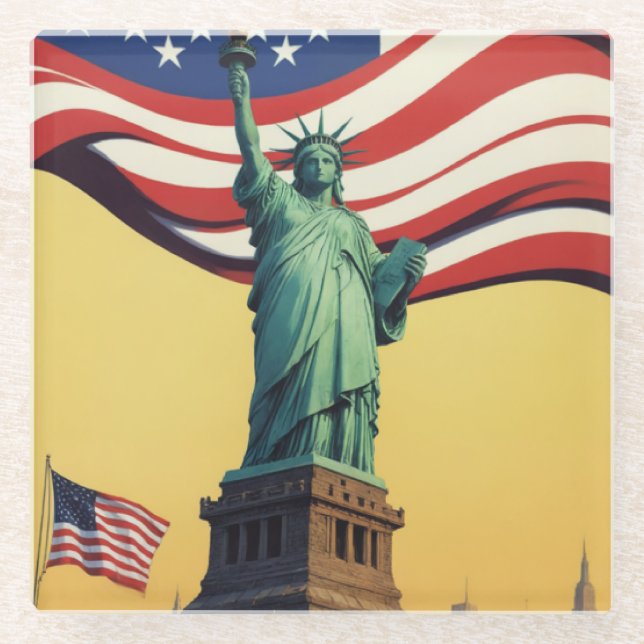 Statue of Liberty - USA Glass Coaster (Front)