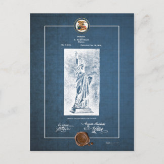 Statue of Liberty Vintage Patent Blueprint Postcard
