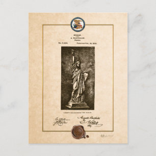 Statue of Liberty Vintage Patent Document Postcard