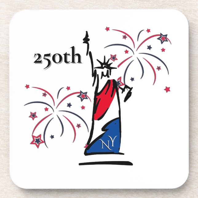 Statue of Liberty w/ Fireworks 250th Independence Coaster (Front)