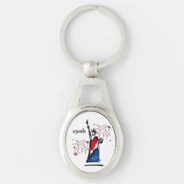 Statue of Liberty w/ Fireworks 250th Independence Key Ring