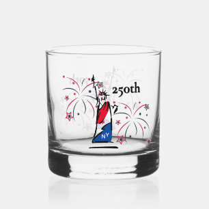 Statue of Liberty w/ Fireworks 250th Independence Whiskey Glass