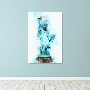 Statue of Liberty Watercolor Canvas Print